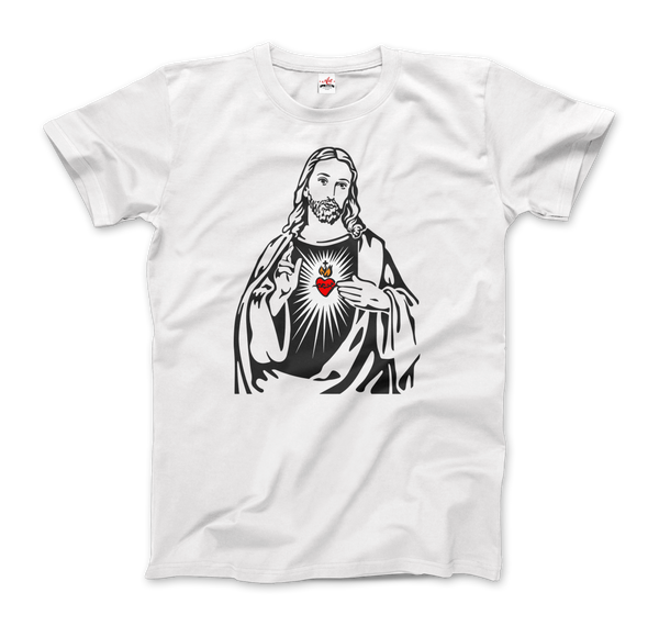 Jesus Christ Minimalist Design with Sacred Heart T-Shirt - Men (Unisex) / White / S - T-Shirt