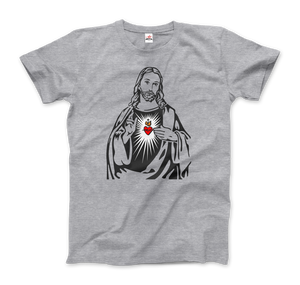 Jesus Christ Minimalist Design with Sacred Heart T-Shirt - Men (Unisex) / Heather Grey / S - T-Shirt