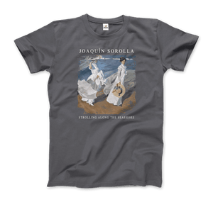 Joaquin Sorolla - Strolling along the Seashore 1909 Artwork T-Shirt - Men / Charcoal / S - T-Shirt