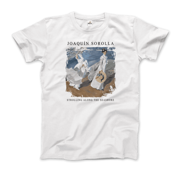 Joaquin Sorolla - Strolling along the Seashore 1909 Artwork T-Shirt - Men / White / S - T-Shirt