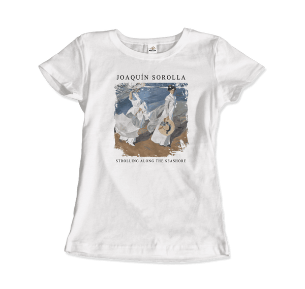 Joaquin Sorolla - Strolling along the Seashore 1909 Artwork T-Shirt - Women / White / S - T-Shirt