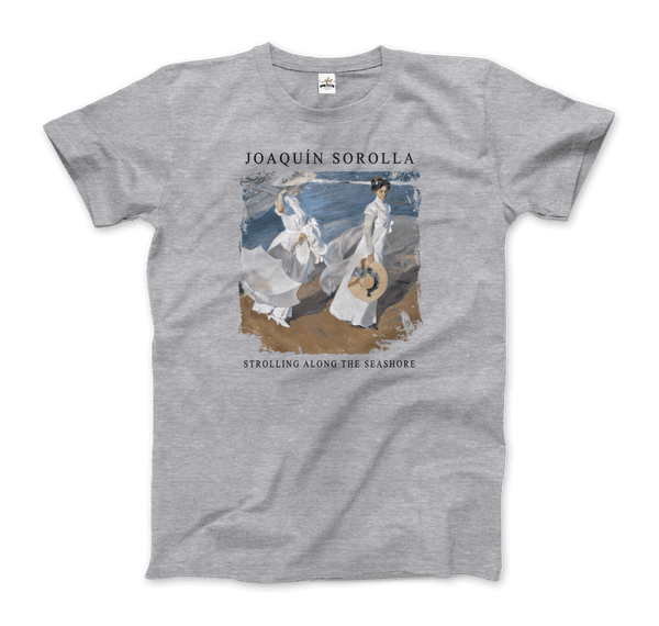 Joaquin Sorolla - Strolling along the Seashore 1909 Artwork T-Shirt - Men / Heather Grey / S - T-Shirt