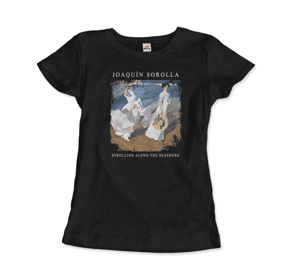 Joaquin Sorolla - Strolling along the Seashore 1909 Artwork T-Shirt - Women / Black / S - T-Shirt