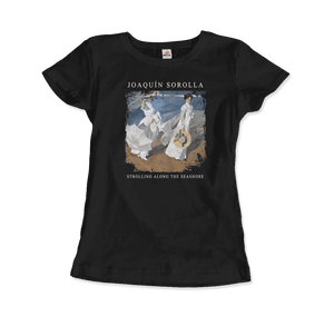 Joaquin Sorolla - Strolling along the Seashore 1909 Artwork T-Shirt - Women / Black / S - T-Shirt