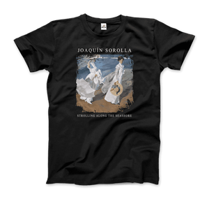 Joaquin Sorolla - Strolling along the Seashore 1909 Artwork T-Shirt - Men / Black / S - T-Shirt