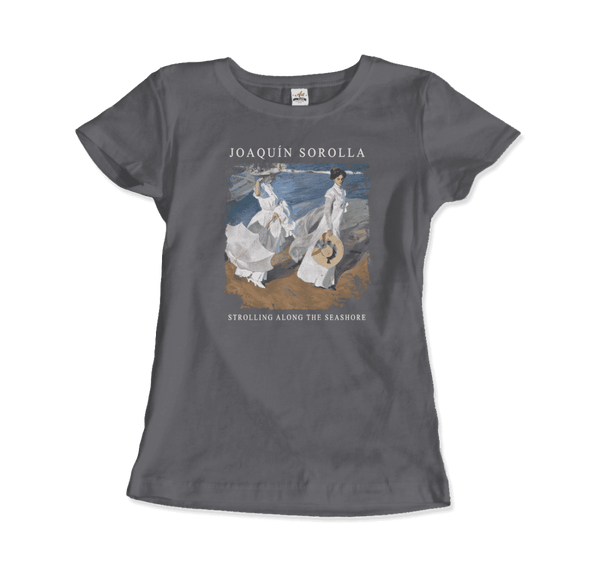 Joaquin Sorolla - Strolling along the Seashore 1909 Artwork T-Shirt - Women / Charcoal / S - T-Shirt