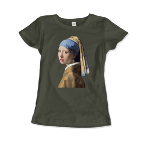 Johannes Vermeer - Girl with a Pearl Earring 1665 Art T-Shirt - Women (Fitted) / City Green / S - T-Shirt
