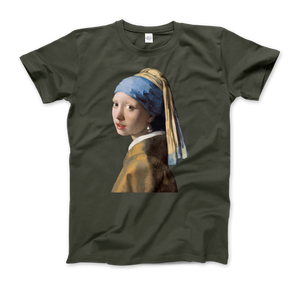 Johannes Vermeer - Girl with a Pearl Earring 1665 Art T-Shirt - Men (Unisex) / City Green / S - T-Shirt