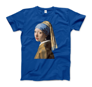 Johannes Vermeer - Girl with a Pearl Earring 1665 Art T-Shirt - Men (Unisex) / Royal Blue / S - T-Shirt