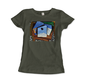 Juan Gris - Guitar on a Table 1915 Artwork T-Shirt - Women (Fitted) / Military Green / S - T-Shirt