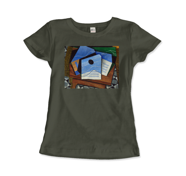 Juan Gris - Guitar on a Table 1915 Artwork T-Shirt - Women (Fitted) / Military Green / S - T-Shirt