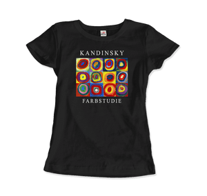 Kandinsky Farbstudie - Color Study Squares with Concentric Circles 1913 Artwork T-Shirt - Women / Black / S - T-Shirt