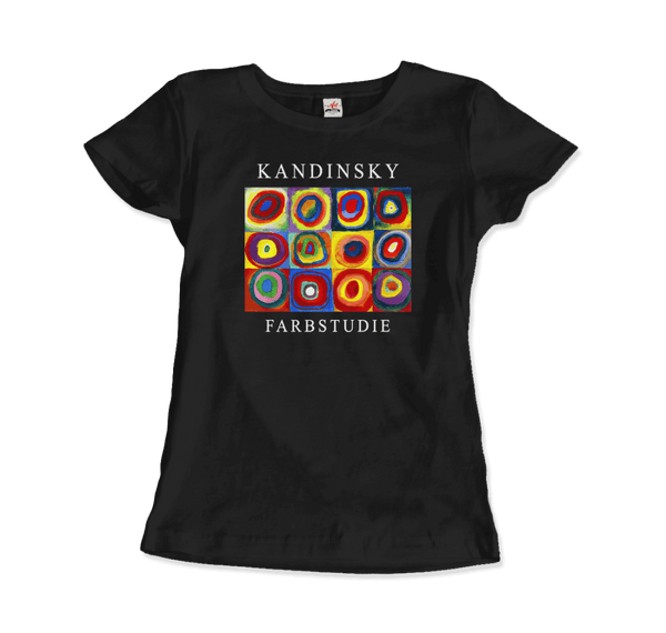 Kandinsky Farbstudie - Color Study Squares with Concentric Circles 1913 Artwork T-Shirt - Women / Black / S - T-Shirt