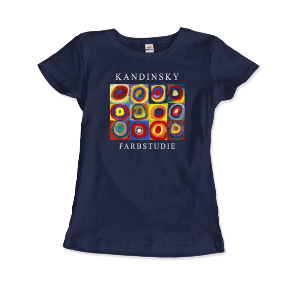 Kandinsky Farbstudie - Color Study Squares with Concentric Circles 1913 Artwork T-Shirt - Women / Navy / S - T-Shirt