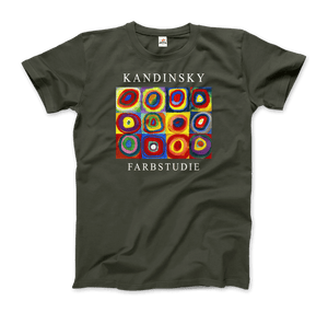 Kandinsky Farbstudie - Color Study Squares with Concentric Circles 1913 Artwork T-Shirt - Men / Military Green / S - T-Shirt