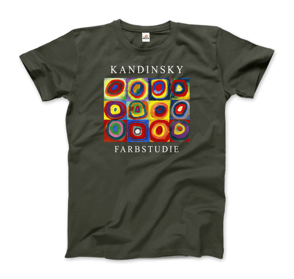 Kandinsky Farbstudie - Color Study Squares with Concentric Circles 1913 Artwork T-Shirt - Men / Military Green / S - T-Shirt