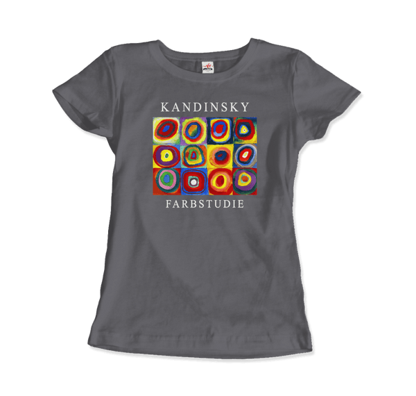 Kandinsky Farbstudie - Color Study Squares with Concentric Circles 1913 Artwork T-Shirt - Women / Charcoal / S - T-Shirt