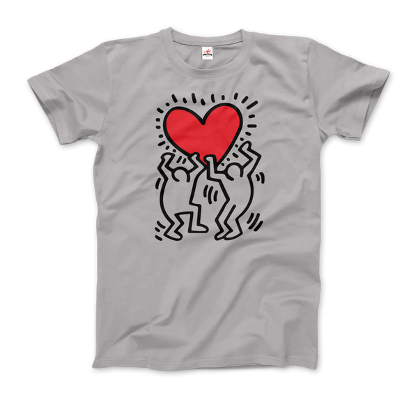 Men Holding Heart Icon Street Art T - Shirt - Men (Unisex) / Silver / S - T - Shirt
