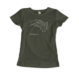 Leonardo Da Vinci, Glider Sketch Artwork T-Shirt - Art-O-Rama Shop