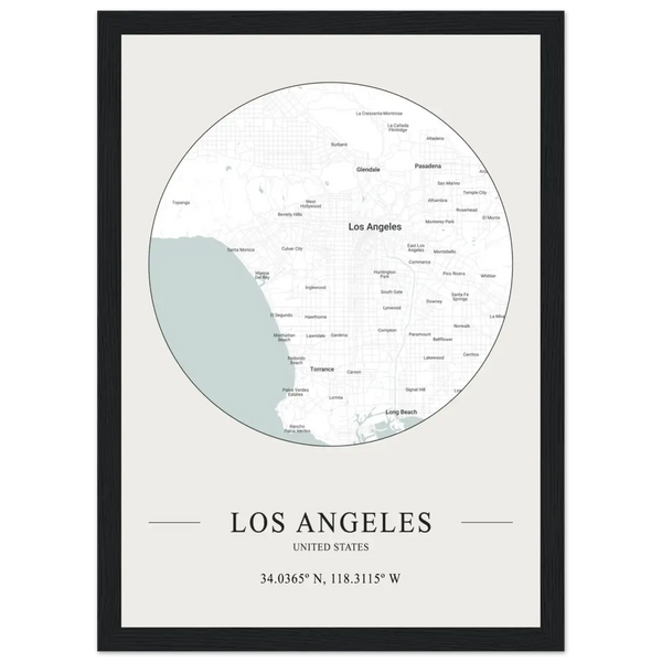 Los Angeles United States - Minimalist Map Poster - Matte / 8 x 12″ (21 x 29.7cm) / Black - Poster