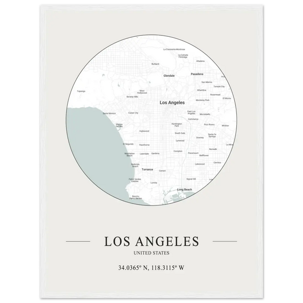 Los Angeles United States - Minimalist Map Poster - Matte / 18 x 24″ (45 x 60cm) / White - Poster