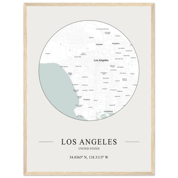 Los Angeles United States - Minimalist Map Poster - Matte / 18 x 24″ (45 x 60cm) / Wood - Poster