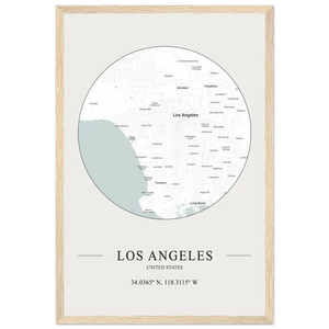 Los Angeles United States - Minimalist Map Poster - Matte / 12 x 18″ (30 x 45cm) / Wood - Poster