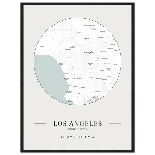 Los Angeles United States - Minimalist Map Poster - Matte / 18 x 24″ (45 x 60cm) / Black - Poster