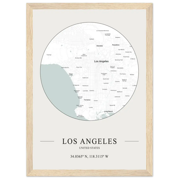 Los Angeles United States - Minimalist Map Poster - Matte / 8 x 12″ (21 x 29.7cm) / Wood - Poster