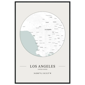 Los Angeles United States - Minimalist Map Poster - Matte / 24 x 36″ (60 x 90cm) / Black - Poster