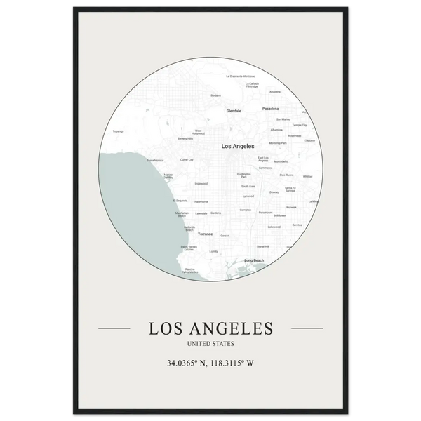 Los Angeles United States - Minimalist Map Poster - Matte / 24 x 36″ (60 x 90cm) / Black - Poster