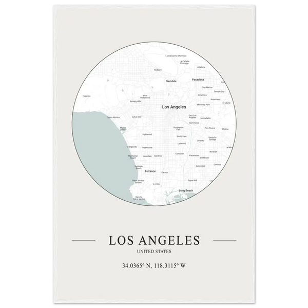 Los Angeles United States - Minimalist Map Poster - Matte / 24 x 36″ (60 x 90cm) / White - Poster