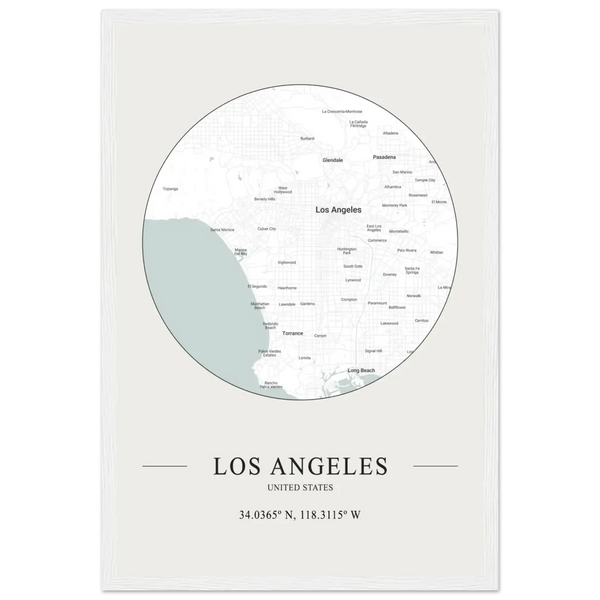 Los Angeles United States - Minimalist Map Poster - Matte / 12 x 18″ (30 x 45cm) / White - Poster