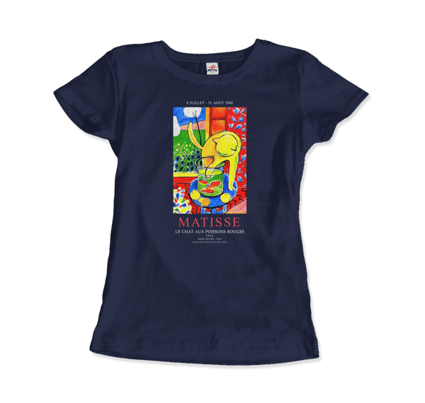 Matisse - Exhibition Le Chat Aux Poissons Rouges (The Cat) Art T-Shirt - Women / Navy / S - T-Shirt