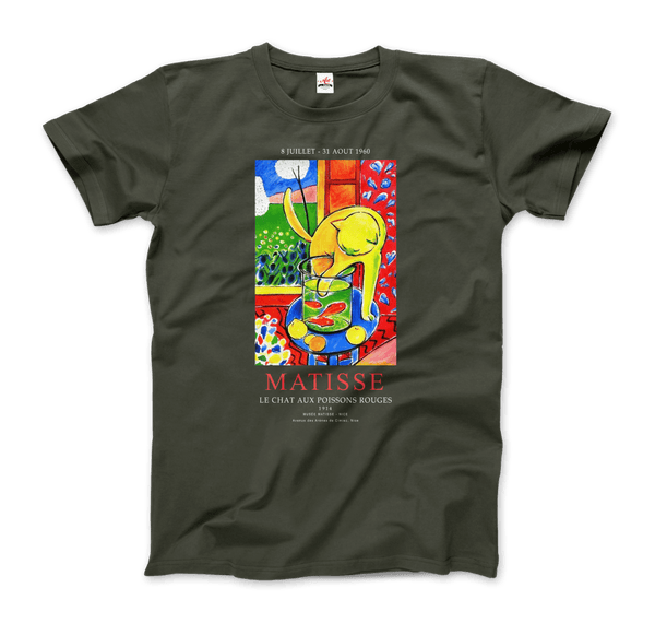 Matisse - Exhibition Le Chat Aux Poissons Rouges (The Cat) Art T-Shirt - Men / Military Green / S - T-Shirt