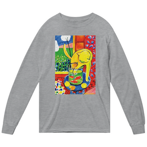 Matisse - The Cat With Red Fishes 1914 Artwork Long Sleeve Shirt - Heather Grey / Small - Long Sleeve Shirt