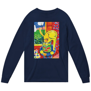 Matisse - the Cat with Red Fishes 1914 Artwork Long Sleeve Shirt - Navy / Small - Long Sleeve Shirt