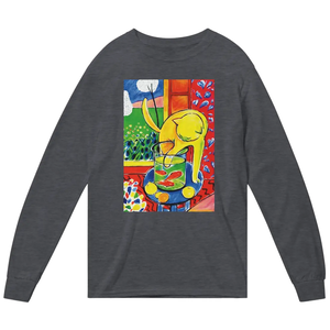 Matisse - the Cat with Red Fishes 1914 Artwork Long Sleeve Shirt - Dark Heather / Small - Long Sleeve Shirt