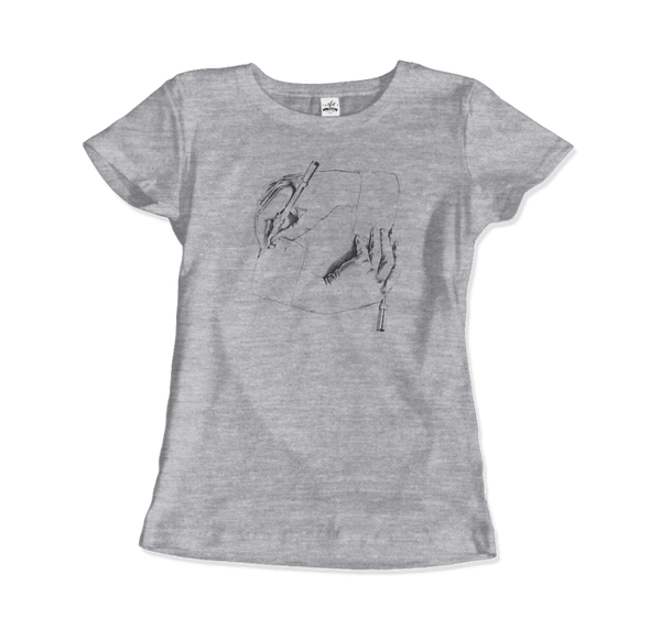 MC Escher Hands Drawing Hands Art T-Shirt - Women / Heather Grey / S - T-Shirt