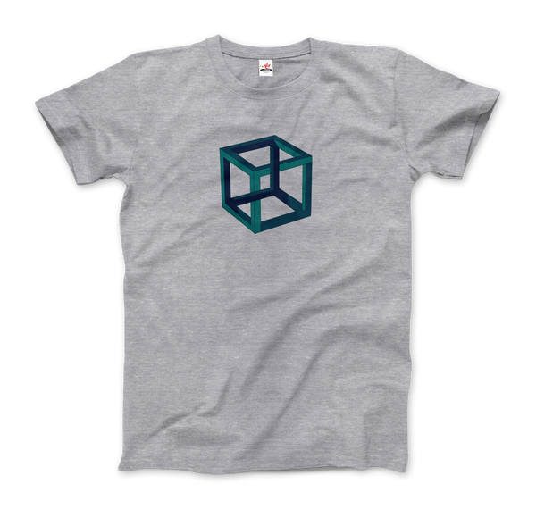 MC Escher Impossible Cube T - Shirt - Men / Heather Grey S