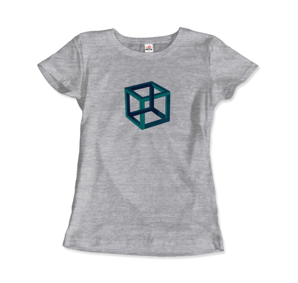 MC Escher Impossible Cube T - Shirt - Women / Heather Grey S