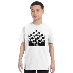 MC Escher Sky and Water I Art T-Shirt - Youth / White / S - T-Shirt