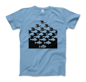 Mc Escher Sky and Water i Art T-shirt - Men (unisex) / Light Blue / s - T-shirt