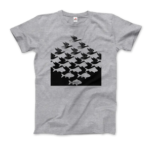 Mc Escher Sky and Water i Art T-shirt - Men (unisex) / Heather Grey / s - T-shirt