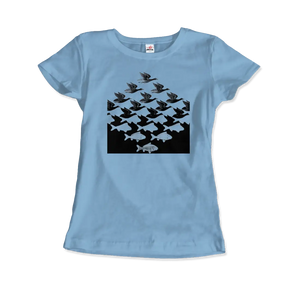 Mc Escher Sky and Water i Art T-shirt - Women (fitted) / Light Blue / s - T-shirt