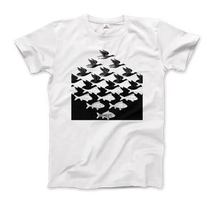 Mc Escher Sky and Water i Art T-shirt - Men (unisex) / White / s - T-shirt