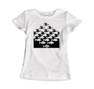 Mc Escher Sky and Water i Art T-shirt - Women (fitted) / White / s - T-shirt