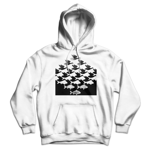 MC Escher Sky and Water I Art Unisex Hoodie - White / S - Hoodie