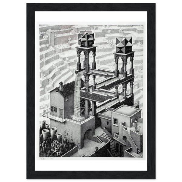 MC Escher Waterfall Art Poster - Matte / 8 x 12″ (21 29.7cm) Black