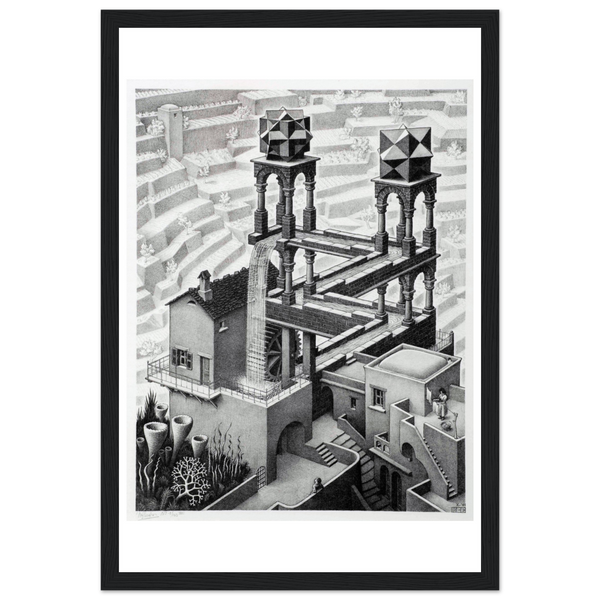 MC Escher Waterfall Art Poster - Matte / 12 x 18″ (30 45cm) Black